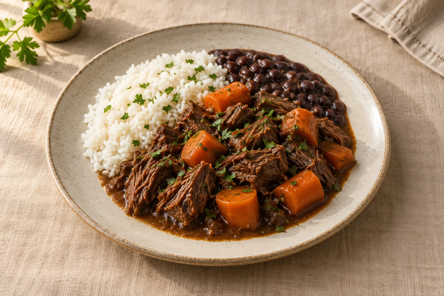 Carne de panela com legumes